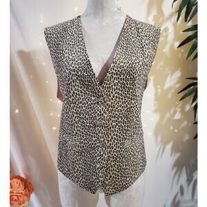 Veleno Sportswear New York Vtg Ultra Suede Leopard Print Waist Coat Vest Size L